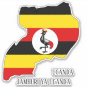 Uganda Flag Map Patriotic Sticker (Voorkant)