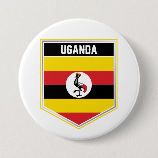 Uganda Flag Shield Ronde Button 7,6 Cm (Voorkant)