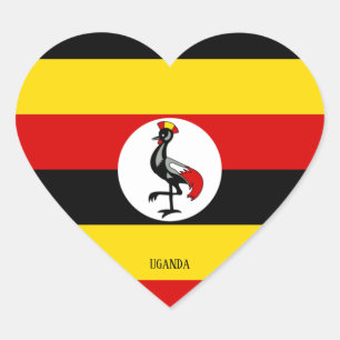 Uganda Flag Splendid Patriotic Hart Sticker