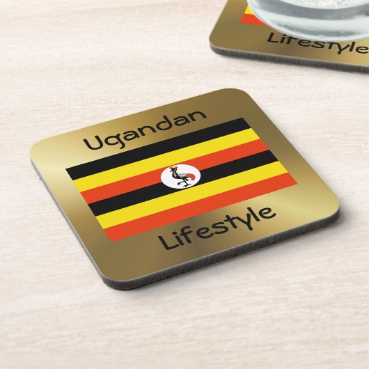 Uganda Flag+Text Onderzetter (Linkerzijde)