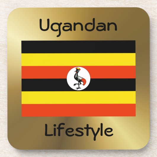 Uganda Flag+Text Onderzetter (Voorkant)