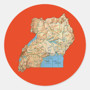 Uganda Kaart Sticker