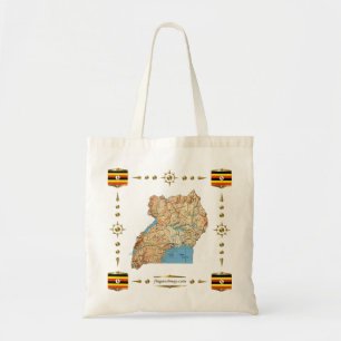 Uganda Map + Flags Bag Tote Bag