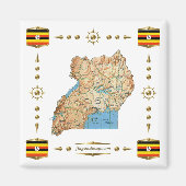 Uganda Map + Flags Magnet (Voorkant)