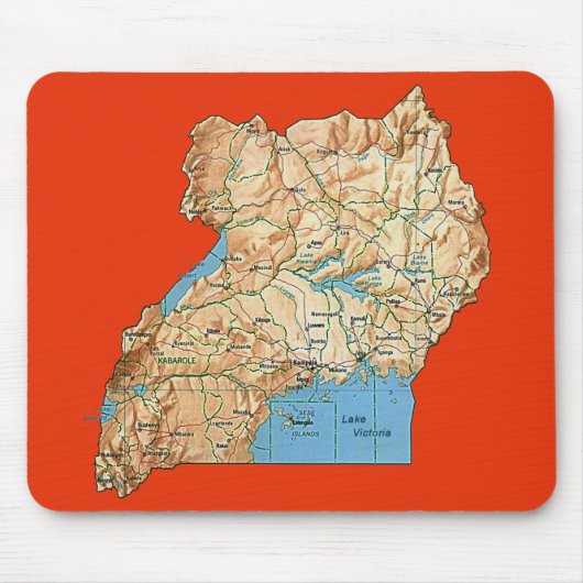 Uganda Map Mousepad Muismat (Voorkant)