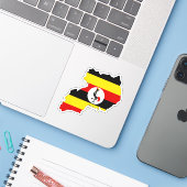 Uganda map Sticker Flag for Laptop Book… (Laptop met iPhone)