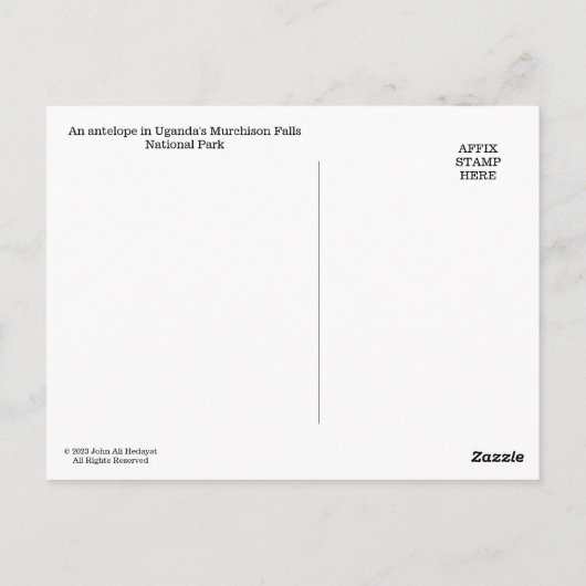 Uganda Murchison Herfsten Antelope Briefkaart (Achterkant)