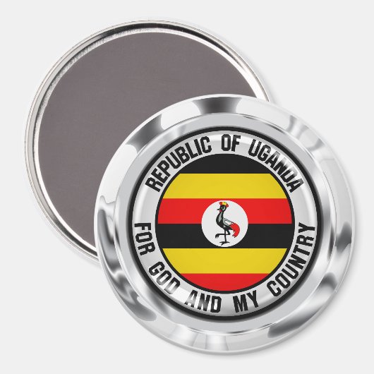 Uganda Round Emblem Magneet (Voorkant / Achterkant)