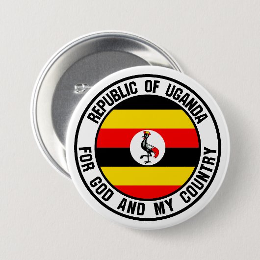 Uganda Round Emblem Ronde Button 7,6 Cm (Voorkant /achterkant)
