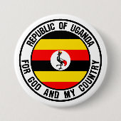 Uganda Round Emblem Ronde Button 7,6 Cm (Voorkant)