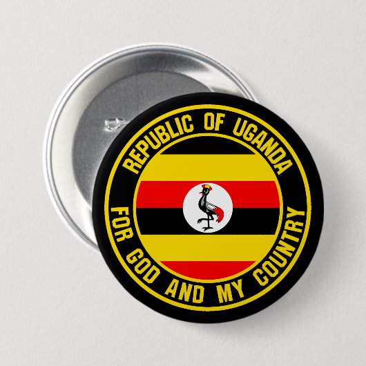 Uganda Round Emblem Ronde Button 7,6 Cm (Voorkant /achterkant)