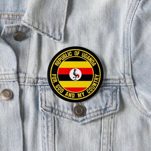 Uganda Round Emblem Ronde Button 7,6 Cm (In situ)