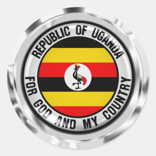 Uganda Round Emblem Ronde Sticker (Voorkant)