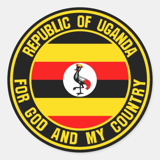 Uganda Round Emblem Ronde Sticker (Voorkant)