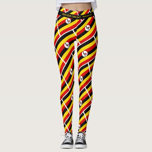 UGANDA Schrift RUN UW RAS gepersonaliseerd Leggings (Voorkant)