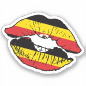 Uganda Ugandese lippenstift liefde vlag Sticker (Voorkant)