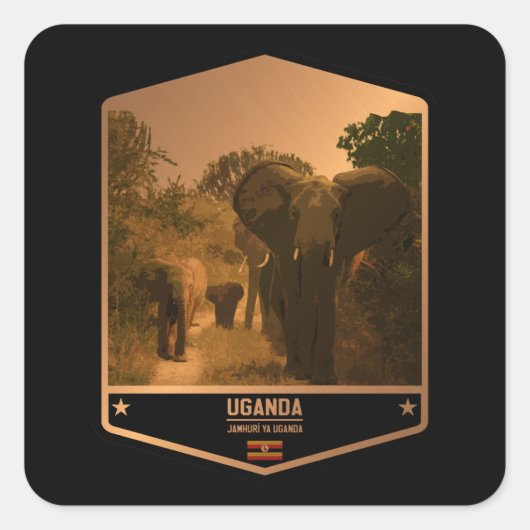 Uganda Vierkante Sticker (Voorkant)