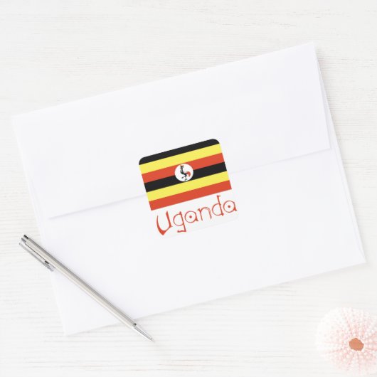 Uganda Vierkante Sticker (Envelop)