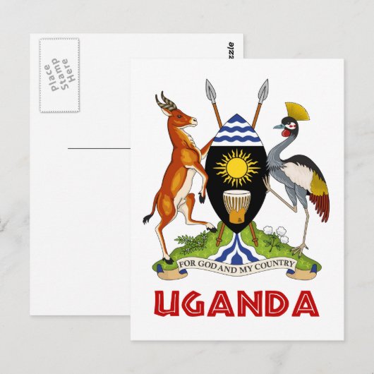 UGANDA - vlag/embleem/wapen/symbool Briefkaart (Voorkant / Achterkant)