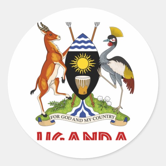 UGANDA - vlag/embleem/wapen/symbool Ronde Sticker (Voorkant)