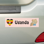 Uganda Vlag Hart + Landkaart Bumpersticker (Op auto)