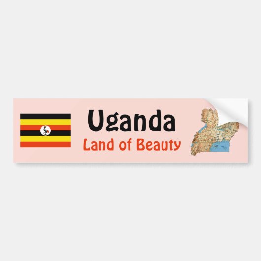 Uganda Vlag + Landkaart Bumpersticker (Voorkant)