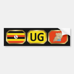 Uganda Vlag Landkaart Code Bumpersticker