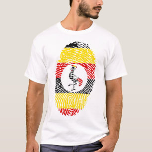 Uganda Vlag Vingerafdruk Grafische T-Shirt voor He