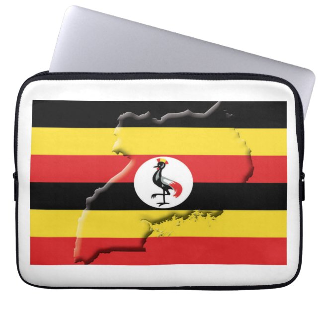 UGANDA Vlaggenkaart Patriottische computer WHITE Laptop Sleeve (Voorkant)
