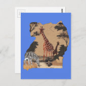Uganda Wildlife Kaart Kunst Afdrukken (Voorkant / Achterkant)