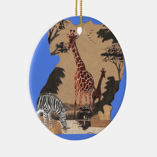 Uganda Wildlife Kaart Kunst Afdrukken Keramisch Ornament (Rechts)