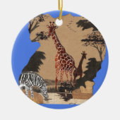 Uganda Wildlife Kaart Kunst Afdrukken Keramisch Ornament (Voorkant)