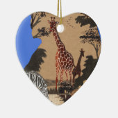 Uganda Wildlife Kaart Kunst Afdrukken Keramisch Ornament (Rechts)