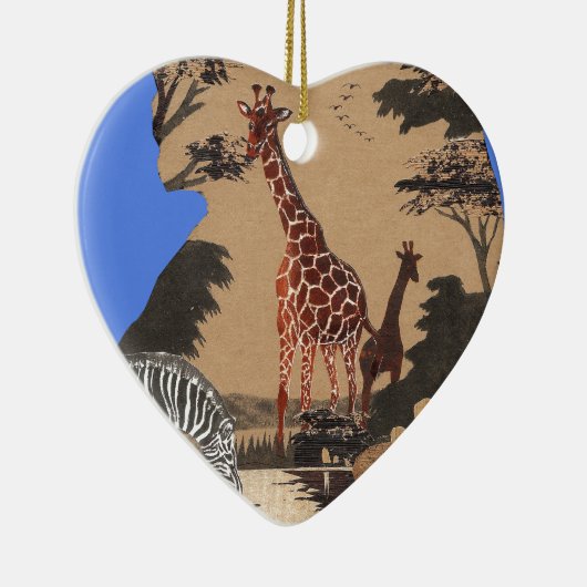 Uganda Wildlife Kaart Kunst Afdrukken Keramisch Ornament (Rechts)