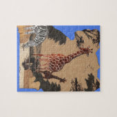 Uganda Wildlife Kaart Kunst Afdrukken Legpuzzel (Horizontaal)