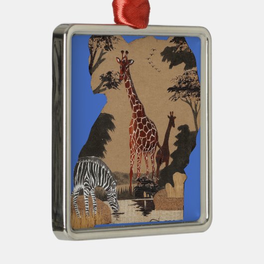 Uganda Wildlife Kaart Kunst Afdrukken Metalen Ornament (Rechts)