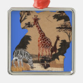 Uganda Wildlife Kaart Kunst Afdrukken Metalen Ornament (Voorkant)