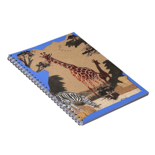 Uganda Wildlife Kaart Kunst Afdrukken Notitieboek (Rechterzijde)