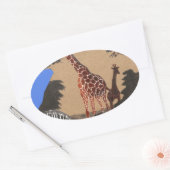 Uganda Wildlife Kaart Kunst Afdrukken Ovale Sticker (Envelop)