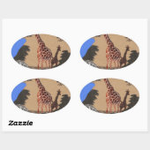 Uganda Wildlife Kaart Kunst Afdrukken Ovale Sticker (Vel)