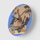 Uganda Wildlife Kaart Kunst Afdrukken Ronde Klok (Hoek)