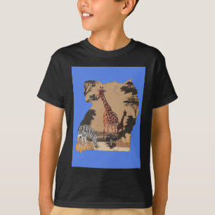 Uganda Wildlife Kaart Kunst Afdrukken T-shirt