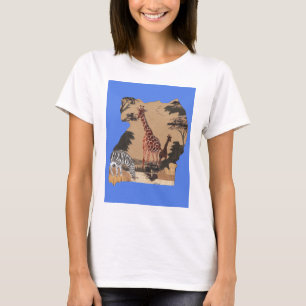 Uganda Wildlife Kaart Kunst Afdrukken T-shirt