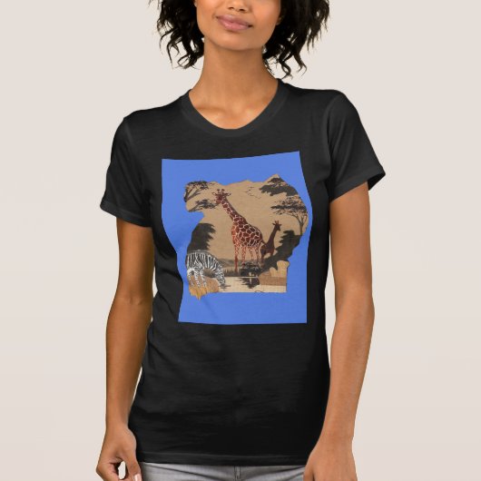 Uganda Wildlife Kaart Kunst Afdrukken T-shirt (Voorkant)