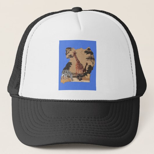 Uganda Wildlife Kaart Kunst Afdrukken Trucker Pet (Voorkant)
