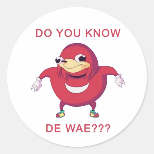 Ugandan Knuckles Meme Ronde Sticker (Voorkant)