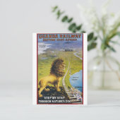 Ugandan Lion Wildlife Vintage Travel Briefkaart (Staand voorkant)