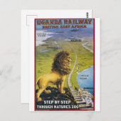 Ugandan Lion Wildlife Vintage Travel Briefkaart (Voorkant / Achterkant)