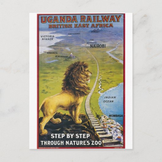 Ugandan Lion Wildlife Vintage Travel Briefkaart (Voorkant)