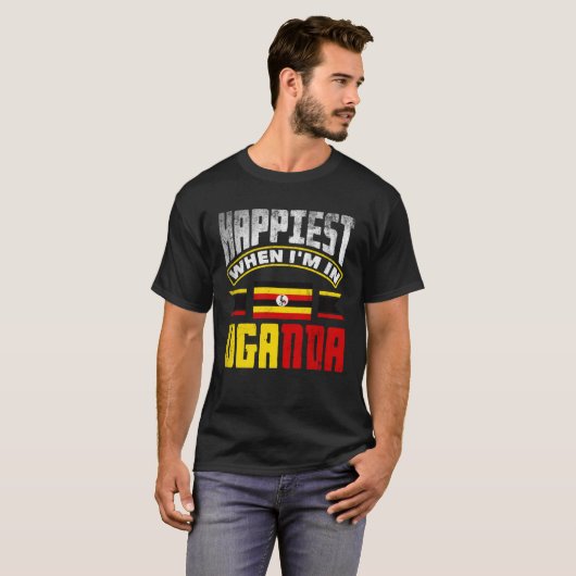 Ugandan Uganda Ugandan Flag Happiest When Im In Ug T-shirt (Voorkant volledig)